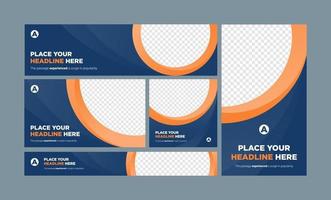 diseño de conjunto de banner de borde circular para redes sociales y anuncios. vector