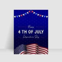 Elegant Happy Independence Day 4th of july of USA with bold metal text vector