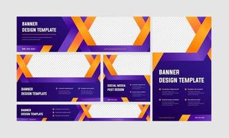 Gradient Purple color with Gradient Orange accent Banner Template vector