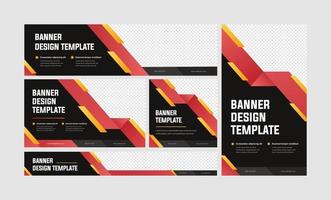 Solid Red with Yellow Gradient Accent Banner, Post and Ads Template. vector