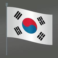 South Korea flag and pole symbol flat vector with gradient color