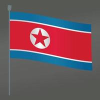 North Korea Communist flag and pole symbol flat vector gradient color