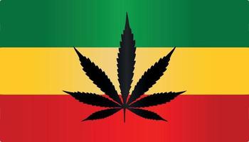 rasta reggae marijuana flag symbol flat vector gradient color