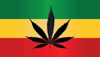 rasta reggae marijuana flag symbol flat vector gradient color