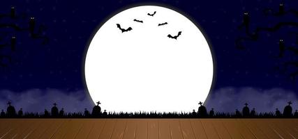 Halloween realistic background with midnight view vector