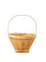 Brown bamboo basket on white background