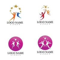Plantilla de logotipo y símbolo de cuidado de personas de éxito de personas humanas vector