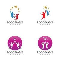 Plantilla de logotipo y símbolo de cuidado de personas de éxito de personas humanas vector