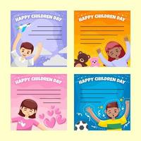 conjunto de tarjetas del día mundial del niño vector