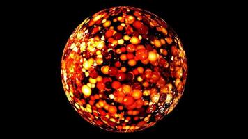 abstract lava ball red orange flame fly in crystal glass rolling video