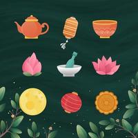 Set of Mid Autumn Festival Elements vector