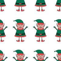 Christmas seamless pattern from Elf character on a white background. vector
