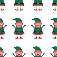 Christmas seamless pattern from Elf character on a white background. vector