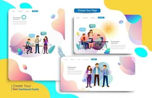 Set of landing page design templates vector