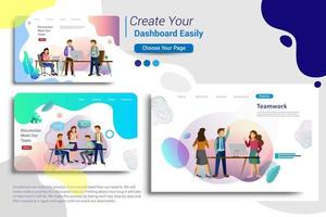 Set of landing page design templates, business strategy, analytics vector