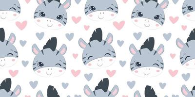 Cute little zebra seamless pattern vector