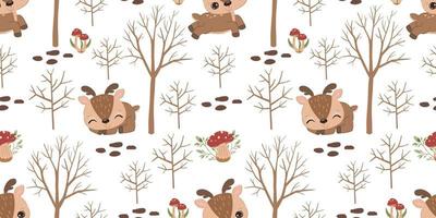 Adorable reindeer seamless pattern vector