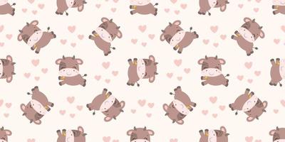 Adorable cow seamless pattern vector