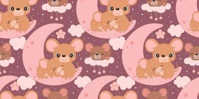 Cute mice seamless pattern vector