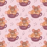 Cute mice seamless pattern vector