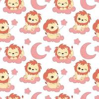 Cute lion seamless pattern vector