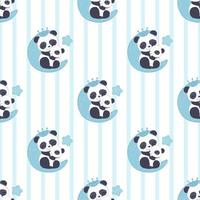 Cute baby panda seamless pattern vector