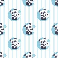 Cute baby panda seamless pattern vector