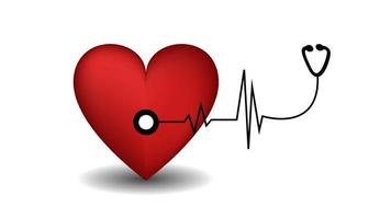 día mundial del corazón corazón con estetoscopio vector