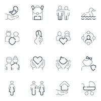 Family Relation Parenting Line icons vector