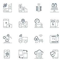 iconos de línea de ciudad inteligente vector