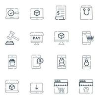 Online Shopping Line Icons vector