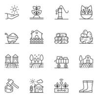 Agriculture Farming Thin Line icons vector