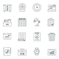 iconos de línea de suministros de oficina vector