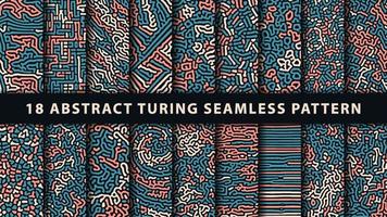 Collection of turing abstract seamless pattern. Premium Vector