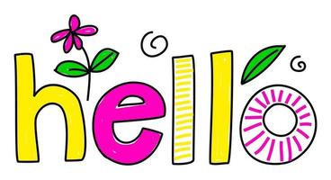 Hand Drawn Hello Text Doodle vector