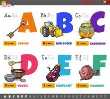 educational cartoon alphabet letters for children from A to F vector