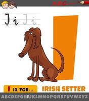 letter I from alphabet with cartoon irish setter character vector