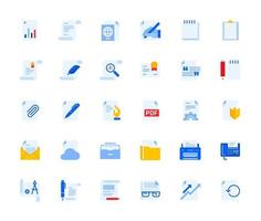 Office and management document icons set vector