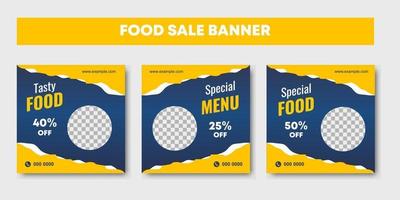 Set of restaurant culinary social media post template vector