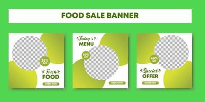 Set of restaurant culinary social media post template vector