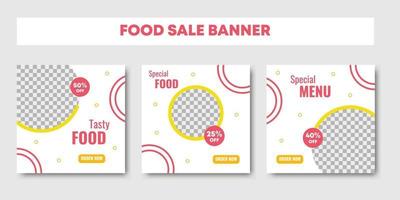 Set of restaurant culinary social media post template vector