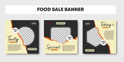 Set of restaurant culinary social media post template vector