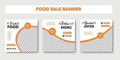 Set of restaurant culinary social media post template vector