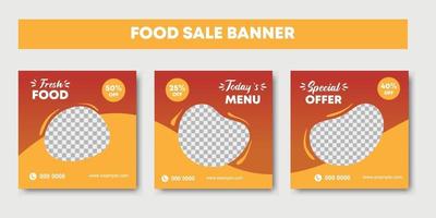 Set of restaurant culinary social media post template vector