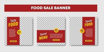 Set of restaurant culinary social media post template vector