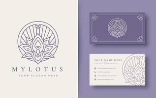 logotipo de flor de loto y diseño de tarjeta de visita. vector