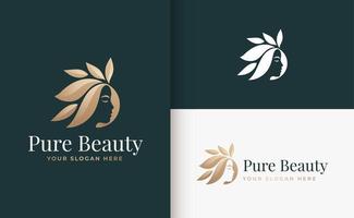 woman hair salon gold gradient logo design vector