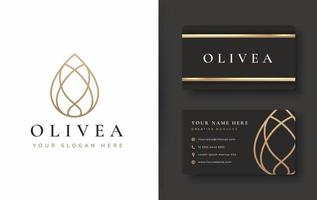 gota de agua aceite de oliva logotipo y diseño de tarjeta de visita vector