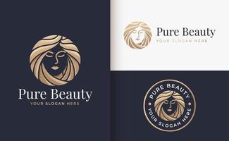 diseño de logotipo degradado dorado de peluquería de mujer vector