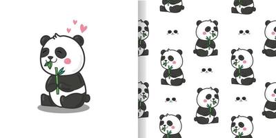 cute panda cartoon pattern seamless background. vector